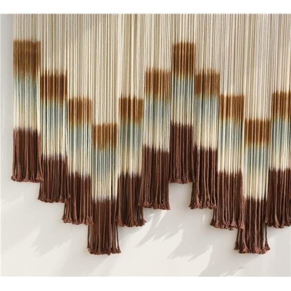 Flber Macrame Wall Hanging Tie-Dye Geometric Decor Large Scale Wall Art - Picture 5 of 14